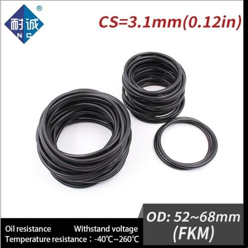 1PC/lot Rubber Ring Black FKM O ring Seals Thickness 3.1mm OD52/54/55/56/58/60/62/63/65/68mm Rubber O-Rings Fuel Washer