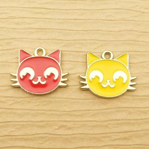 10pcs 15x18mm enamel cat charm for jewelry making earring pendant necklace charm bracelet charm diy finding