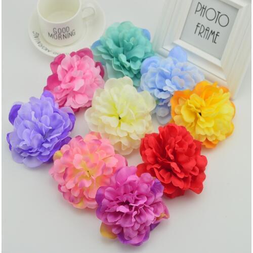 100pcs 10cm Slik roses head for home wedding decoration bridal accessories clearance Fake peony diy wreath artificial flowers