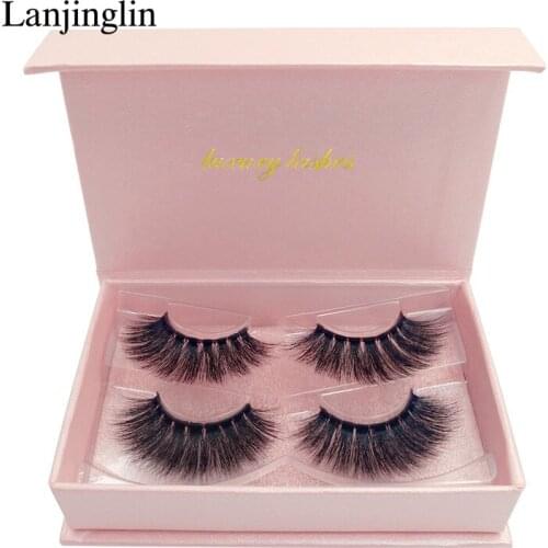2 Pairs False Eyelashes Thick Long Wispy Fluffy Professional 3D Mink Lashes Handmade Soft Eye Lash Makeup Extension Lashes Tools