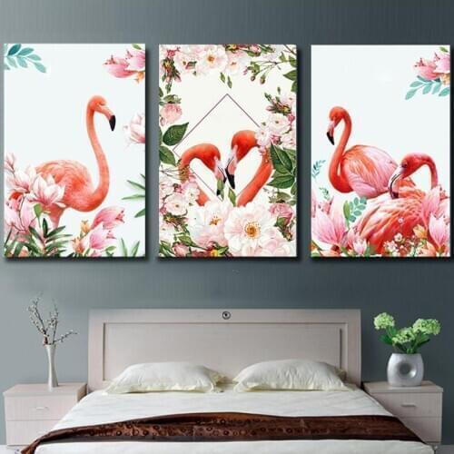 3 Pcs/Set Frameless Flamingo Diy Digital Painting By Numbers Acrylic Paint Abstract Modern Wall Art Canvas Painting Home Decor