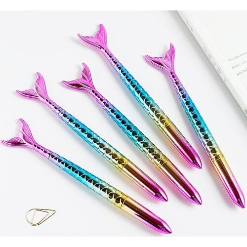 40 pcs/lot Colorful Mermaid Laser Gel Pen Cute 0.5 mm black Ink Signature Pens Promotional Gift Stationery School Supplies