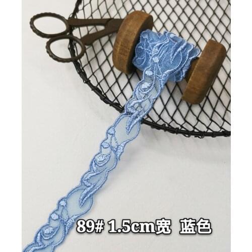5 Meters Blue Embroidery Fabric Lace Sweet Lace Trim DIY Craft Materials Clothing Accessories 1.5CM Free Shipping