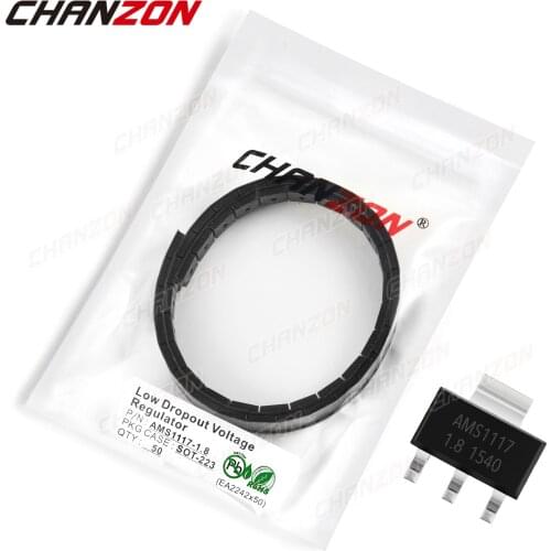50Pcs AMS1117-1.8 SOT-223 Low Dropout Voltage Regulator Transistor Bipolar Junction BJT Triode Tube Fets SMD Integrated Circuits