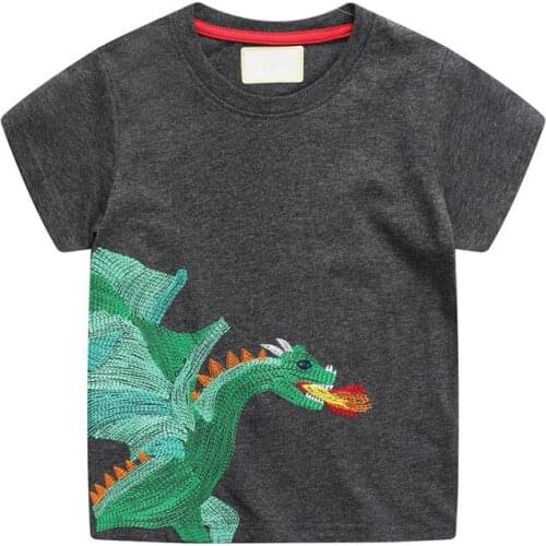 Bambino Baby Boy Tees 2021 New Summer Children Tops Dinosaur T-Shirts Cartoon Clothes 2-7Years Little Boys Cotton Clothing