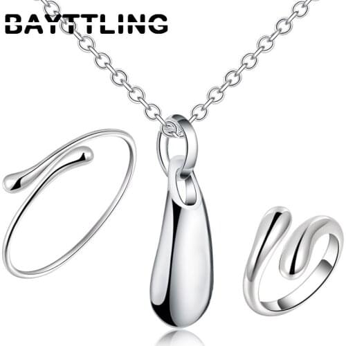 BAYTTLING New 925 Sterling Silver 3 Piece Water Drop Bracelet Necklace Ring Fashion Jewelry For Woman Sets Wedding Gift