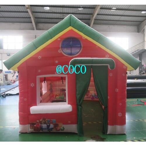 Free air ship to door! 4x3x3m christmas inflatable tent decoration inflatable Santa grotto for Xmas