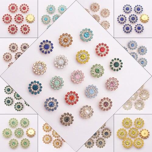 14mm Gold Base Sun Flower Claw Rhinestones Shiny Crystals Strass Trim Beads Sewing Rhinestones for Clothes Crafts Gems Stones