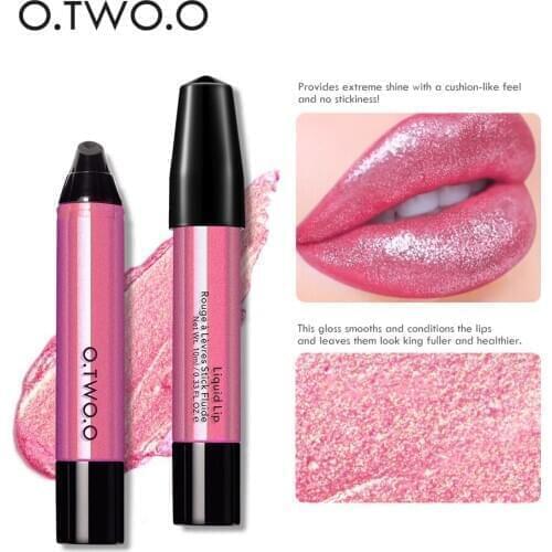 O.TWO.O Shiny Press Out Lip Gloss Shimmer Glitter Not Sticky Lip Tint Makeup Lip Comstimcs Long Lasting