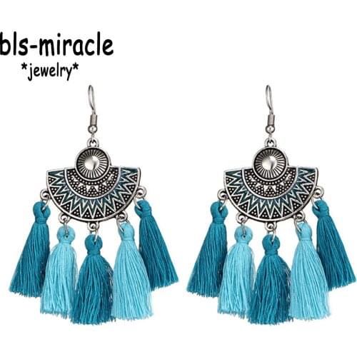 Bls-miracle Bohemian Ethnic Tassel Earrings Tassel Vintage Sector Dangle Drop Earring Statement Handmade Jewelry 2018 New E471