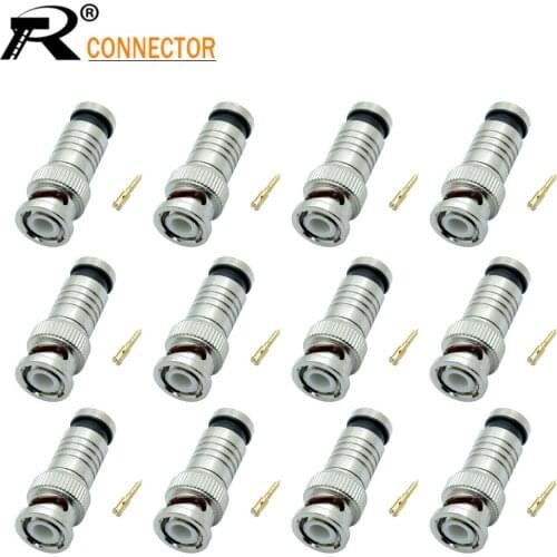 BNC Connector Male Compression Coax CCTV Cable Connectors BNC Insulation Connector for CCTV Surveillance System Kit 10pcs/lot