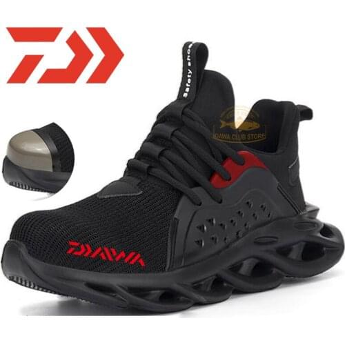 DAIWA Fishing Shoes Mens Outdoor Breathable Mesh Steel Toe Anti Smashing Safety Shoes Mens Light Proof Comfortable Work Shoes