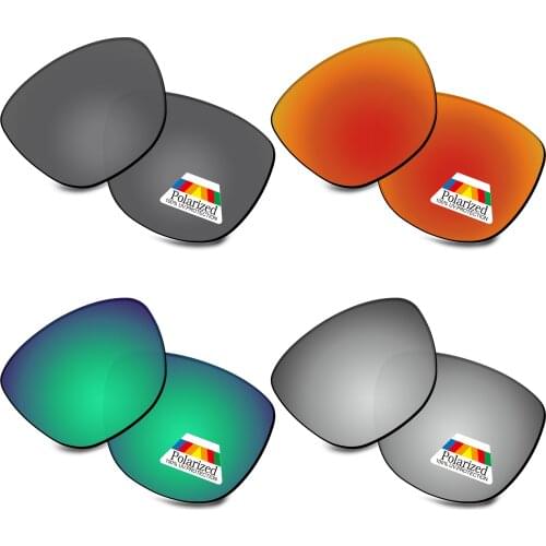 Bwake 4 Pairs Black & Silver & Green & Fire Red Polarized Replacement Lenses for-Oakley Frogskins OO9013 Sunglasses Frame