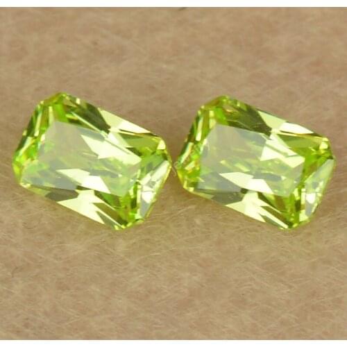 Zircon Stone Sale 3X5m~13x18mm Light Apple Green Color Rectangle Octangle Shape Synthetic Cubic Zirconia Loose Baguette CZ Gems