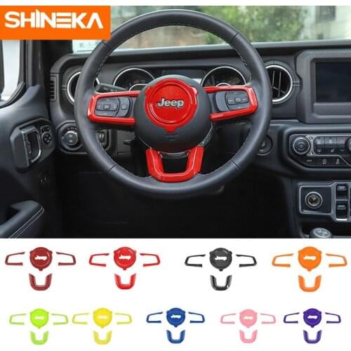 SHINEKA Car Interior Steering Wheel Decoration Covers Accessories For Jeep Gladiator JT For Jeep Wrangler JL 2018 2019 2020 2021