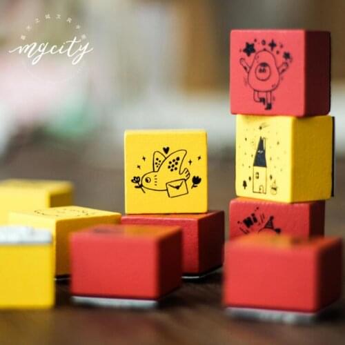 Building Block Series Wood Stamp DIY Craft Wooden Rubber Stamps Decoration for Scrapbooking Diary Scrapbooking Standard Stamp