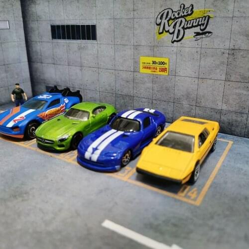 DIY 1/64 Car Model Diorama Scenery Japan Basicment Parking Lot Display New Gifts Diorama with tree long bench and machine model