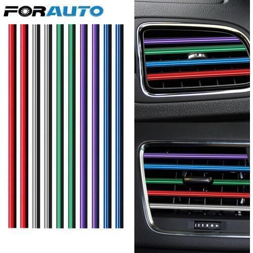 FORAUTO 10 Pcs DIY Chrome Styling Moulding Air Conditioner Outlet Grille Decoration U Shape Car Air Vent Trim Strip Car-styling