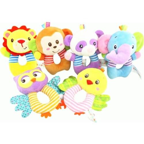 HAPPY MONKEY 2pcs/lot baby toys O-type bells early education puzzle plush toys baby hand bell