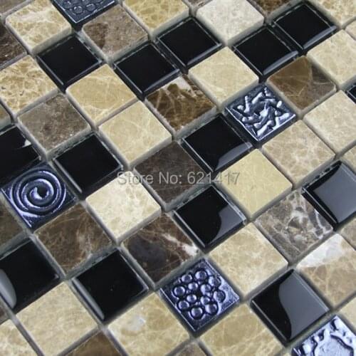 Classic beige stone mixed metal mosaic tiles kitchen backsplash mosaic bathroom wall mosaic mesh backing