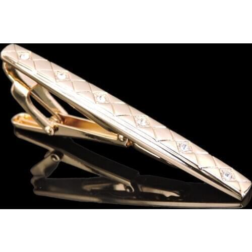 Classic laser metal tie clip luxury mens business shirt gold tie clip French Wedding Shirt Tie crystal tie clip