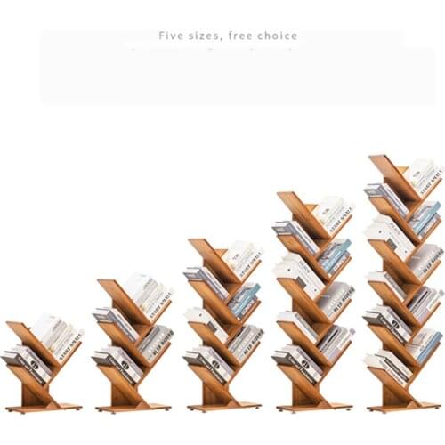 Tree Shaped Bamboo Bookshelf Quality Simple Book Holder Living Room Storage Shelf Creative Student Bookshelf Display Cabinet
