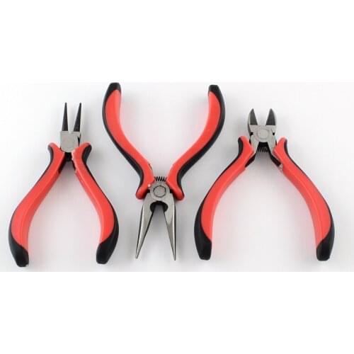 3pcs Stainless Iron Jewelry Tool Sets Round Nose Pliers Wire-Cutter Pliers and Side-Cutting Pliers 114~131mm