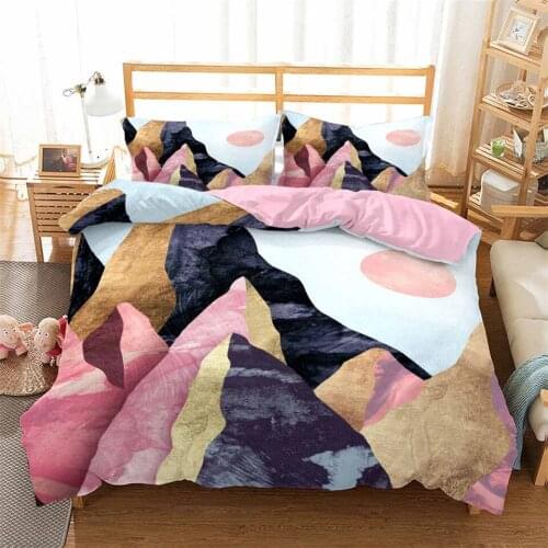 Abstract Mountain Peak Duvet Cover Set For Girl Nordic Brief 3d Bedspread Single Double Bedding Queen Size Clothing Bed Women