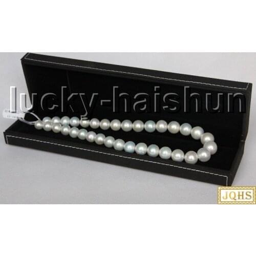 AAA natural 17" 14mm round white freshwater pearls necklace 14KT solid gold clasp c47