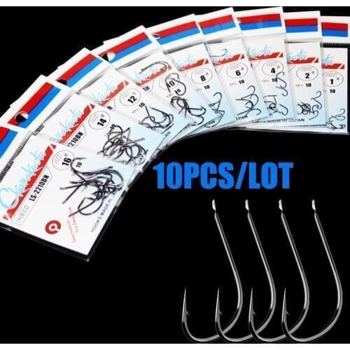 10pcs/lot black Maruseigo Hook 1#-18# No Ring Carp Fishing Hooks gamakatsu Seawater and Fresh Water Hooks