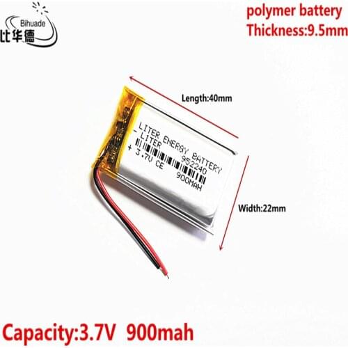 10pcs 3.7V 900MAH 952240 Lithium Polymer LiPo Rechargeable Battery For Mp3 headphone PAD DVD bluetooth camera