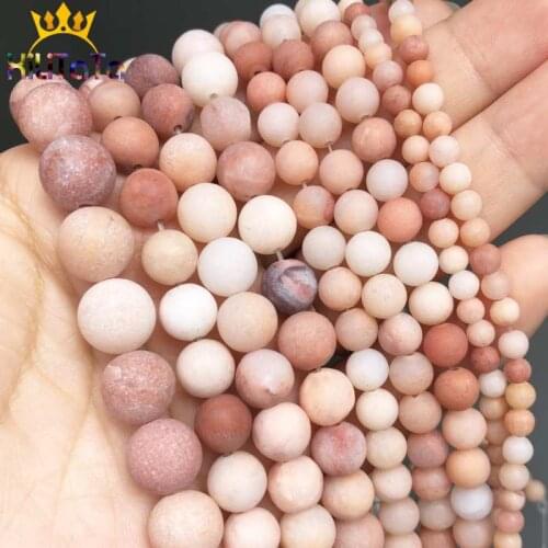 Dull Polish Matte Pink Aventurine Stone Beads Natural Round Loose Spacer Beads For Jewelry Making DIY Bracelet 15'' 4/6/8/10mm