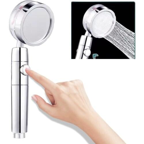 High Pressure Shower Head 360 Degrees Rotating 3 Mode Rainfall Powerful Boosting Spray Handheld Shower Head Stop Button