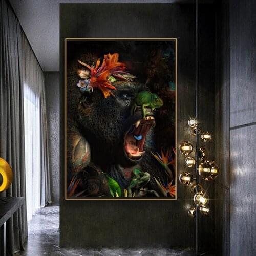 Wall Art Canvas Painting Animal Wall Art Lion Elephant Deer Zebra Posters and Prints Wall Pictures for Living Room Decoration