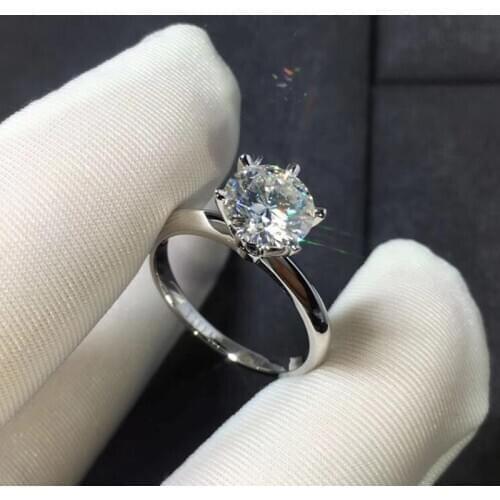 Handmade Original 925 Silver Ring Luxury Brand S925 Sterling Silver Solitaire 2.0ct Zirconia Diamond Wedding Rings for Women