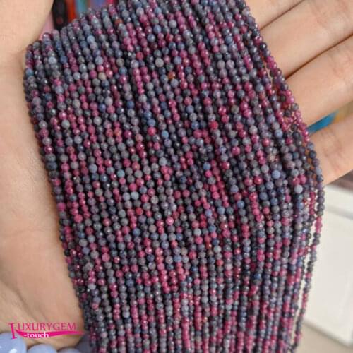 Natural Rubys Sapphires Stone Loose Small Beads High Quality 2.5mm Faceted Round Shape DIY Gem Jewelry Accessories 38cm wk336