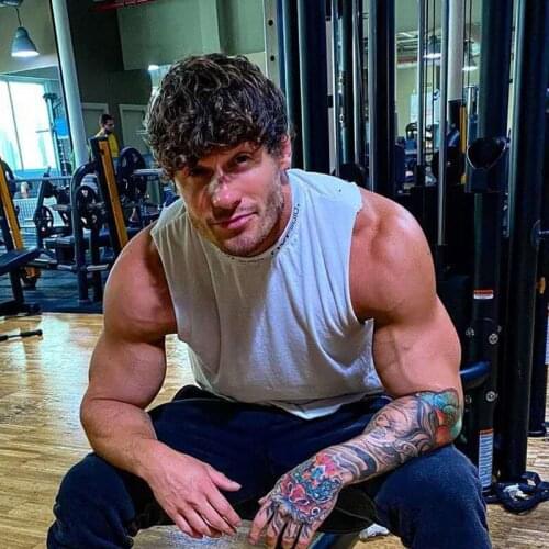 2021 Summer Mens Plus-Size New Fitness T-Shirt Sports Casual Vest Round Neck And Waistcoat Sleeveless Cotton Solid Color Top