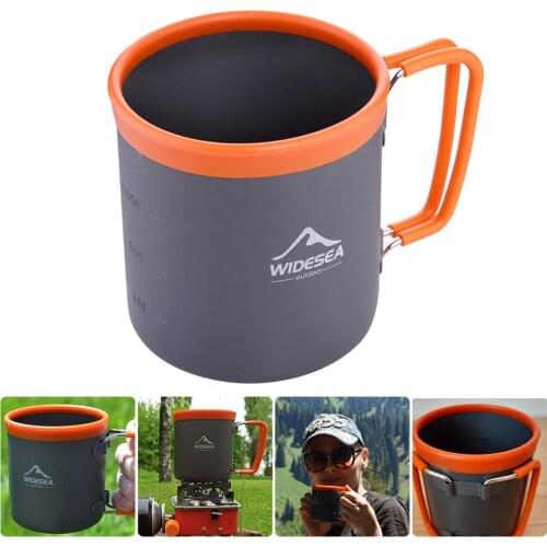 Camping Water Cup with Folding Handles Aluminum Outdoor Mug Outdoor Camping Accessories Picnic Cooking Coffee Drinking Mug
