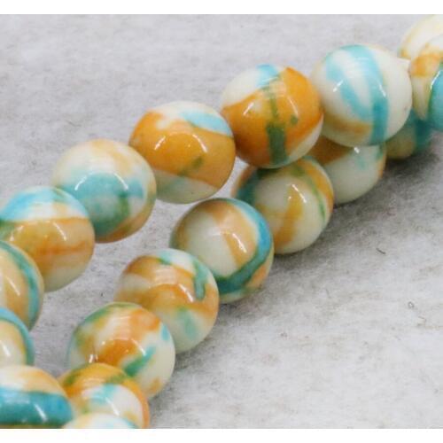 Popular 8mm Semi-precious Riverstone Rain Flower Rainbow Stone Gem Round Beads DIY Loose Craft Women Fashion Jewelry Accessories
