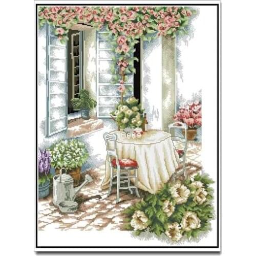 Courtyard Romantic Small Garden Pastoral Top Quality Embroidery Needlework 14CT Unprinted Cross Stitch Kits DIY Handmade Decor