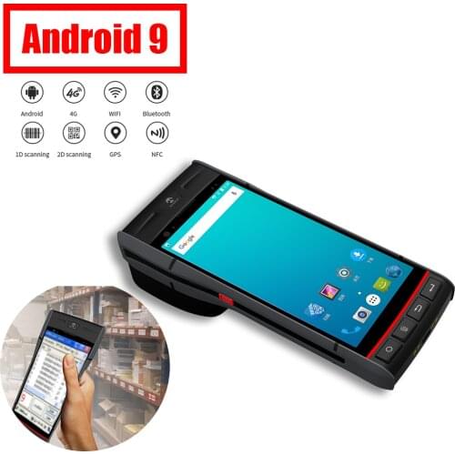 S60 Android 9 PDA Barcode Scanner 1D 2D 4G Wifi GPS Data Collector with Built-in Thermal Printer for Express Warehouse Inventory