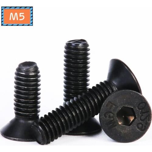 Hex Socket Flat Countersunk Head Screw M2 M2.5 M3 M4 M5 M6 Black Grade 12.9 Hexagon Bolt