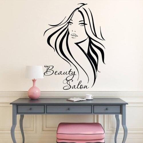 Fashion Hairdressing Vinyl Stickers Beauty Salon Girl Woman Silhouette Wall Decal Mural Room Decorations Self Adhesive H880