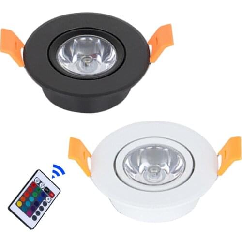 RGB LED Ceiling Downlight 3W Dimmable DC12V Recessed LED Spot Light Cabinet Lamp 220V Led Bulb Cutout 68mm With Remote Control