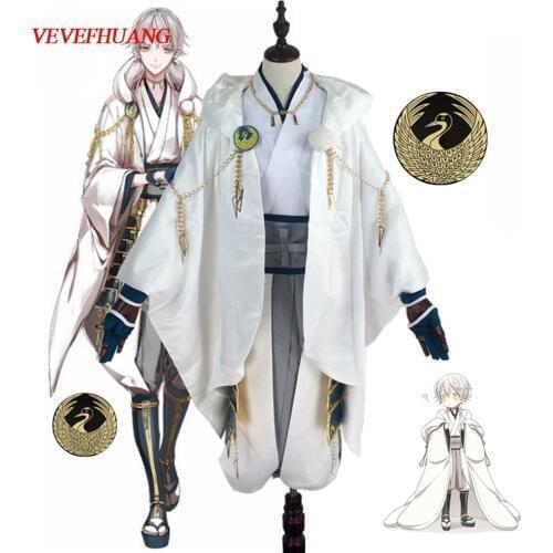VEVEFHUANG Anime Touken Hot Selling Tsurumaru Kuninaga Cosplay Full Set Touken Ranbu Online White Samurai Polyester Costume