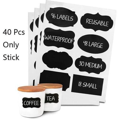 40Pcs/Set Waterproof Chalkboard Kitchen Spice Label Stickers Home Jars Bottles Tags Blackboard Labels Stickers