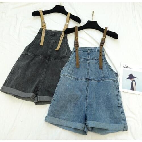 Rompers Women Jean Jumpsuit Summer Denim Playsuit Overalls Women Casual Loose vintage Jumpsuit Combishort students jeans