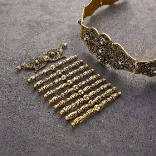 2021 March new design women belt chain metal waistband jewelry long adjustable length wedding caftan dress belt with breastplate