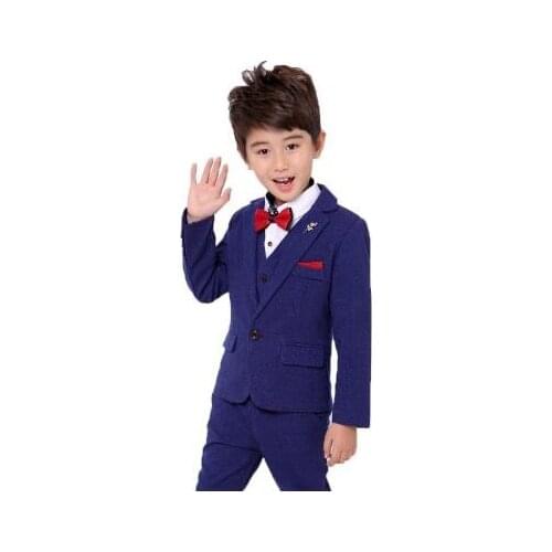 2019 Flowers Boys Formal School Suit Kids Wedding Party Dress Blazer Vest Pants 3Pcs Tuxedo Children Prom Ceremony Costume 2-12Y
