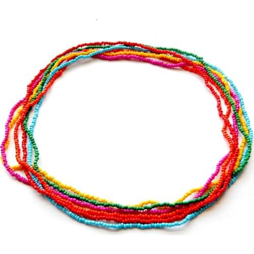 6 / 10 Pcs Elastic Waist Bead Chains for Women African Belly Beads Colorful Beach Bikini Body Belly Chain Elastic Jewelry Girls